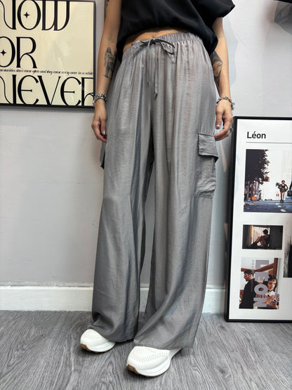 Full elastic silky pants #00619