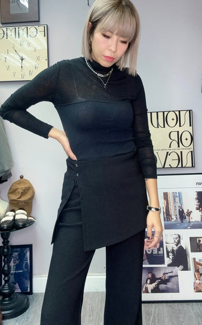 Half see through rib top #00270