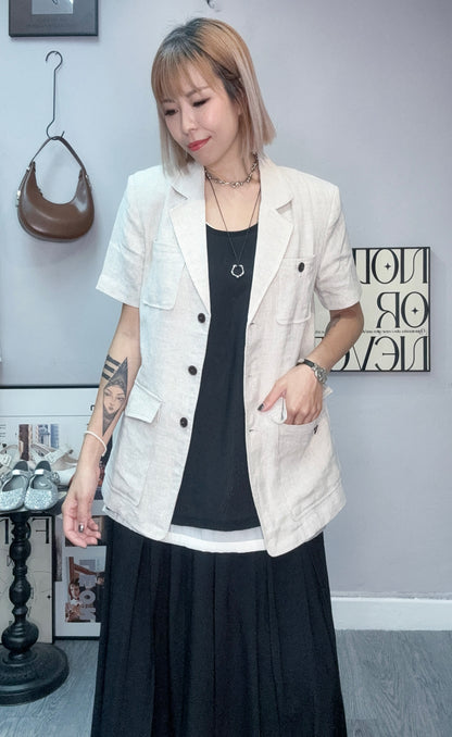 Plain linen slim blazer #00792