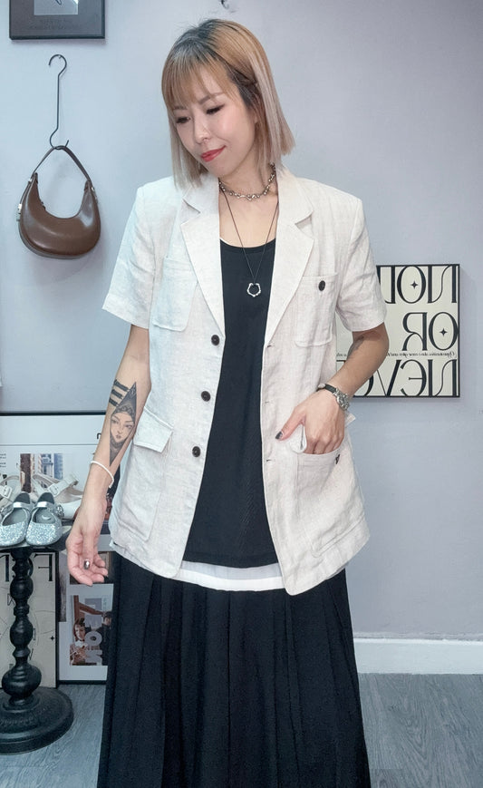 Plain linen slim blazer #00792