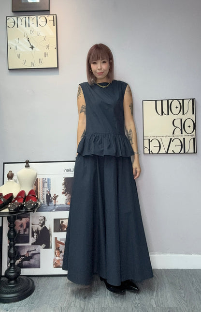 Back tie ruffles waist one piece #00520