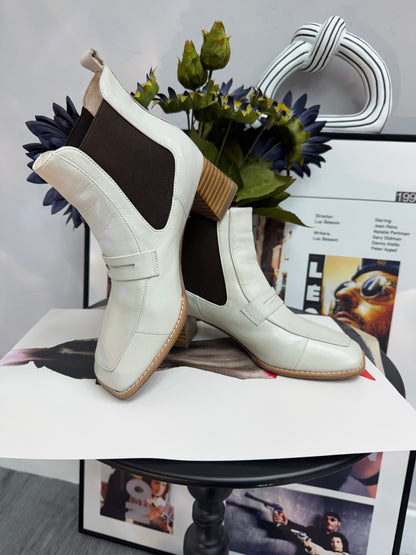 Calfskin leather boots