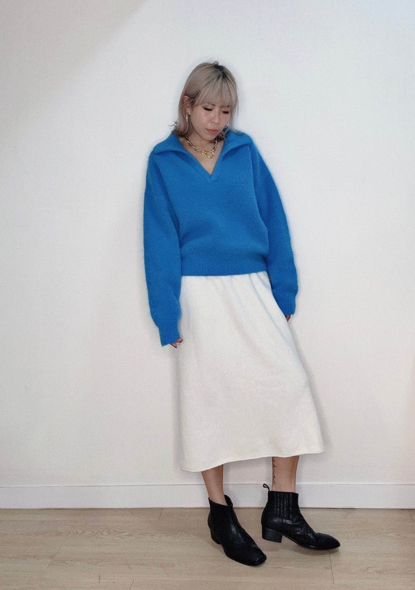 Banding softly knitted skirt #00151