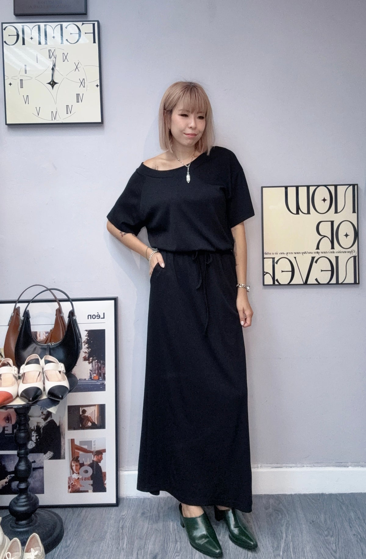 (-30%)Big collar/One shoulder one piece