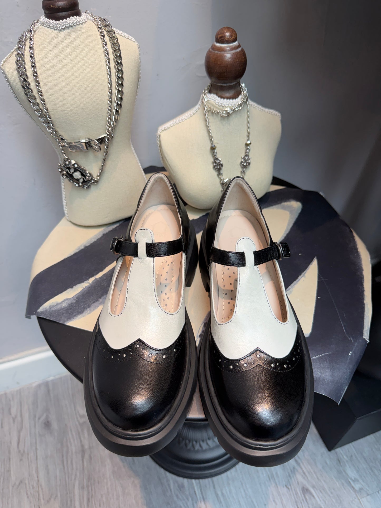 Black and white Mary Jane