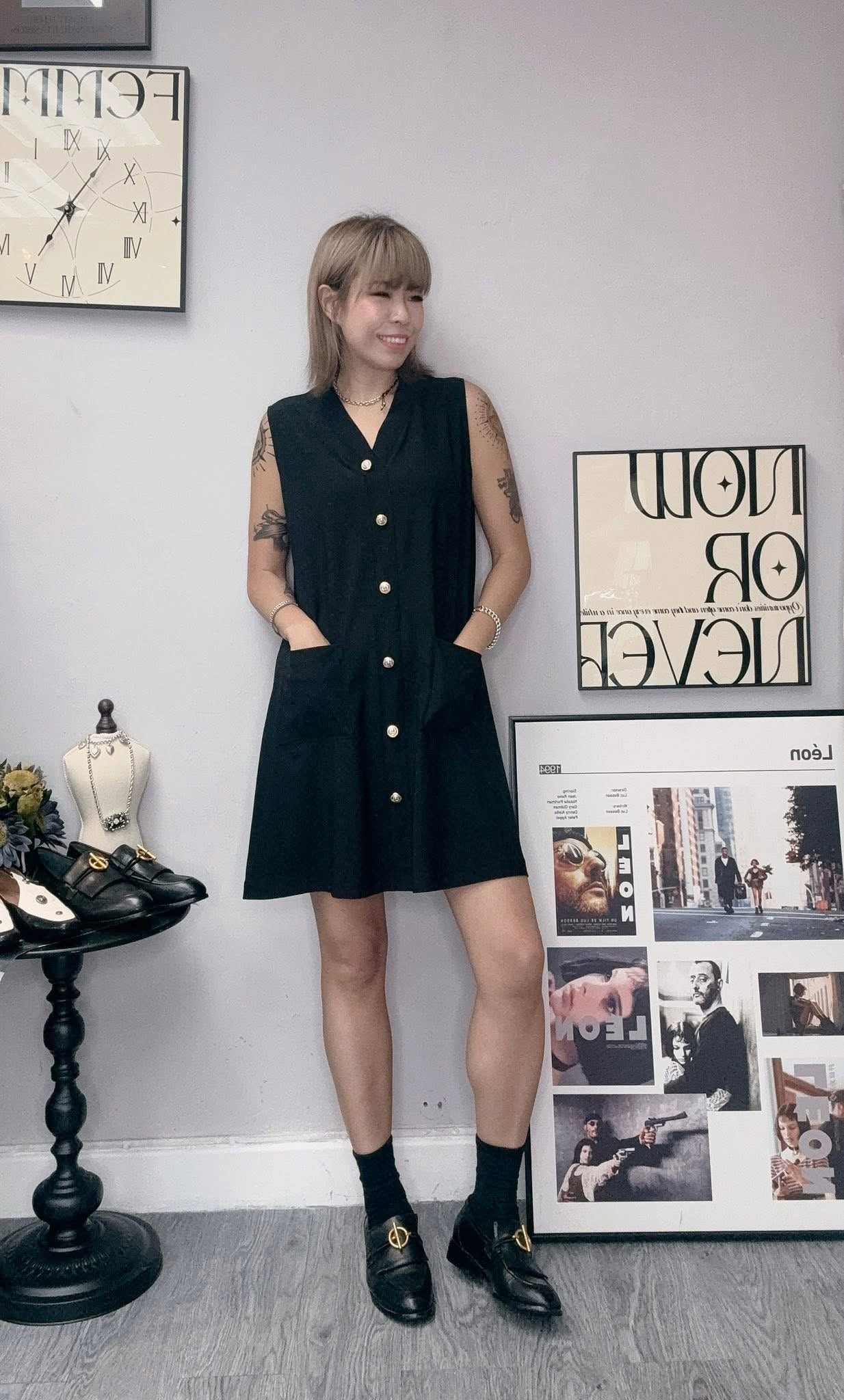 (-30% off)Gold bottom chiffon vest one piece