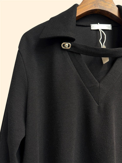 Big v neck polo top(front button) #00018