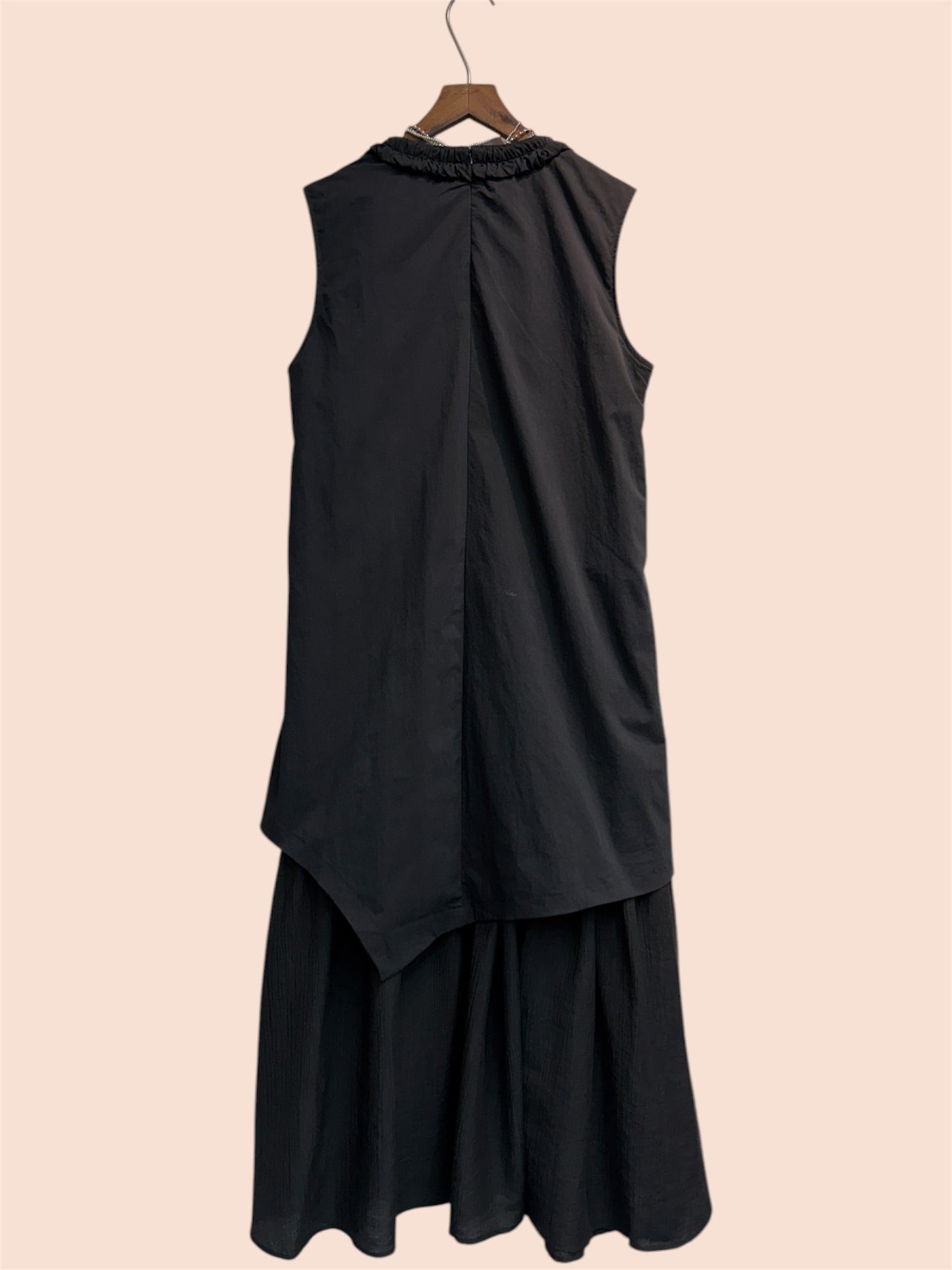 V ruffle neck two tone vest one piece #00480