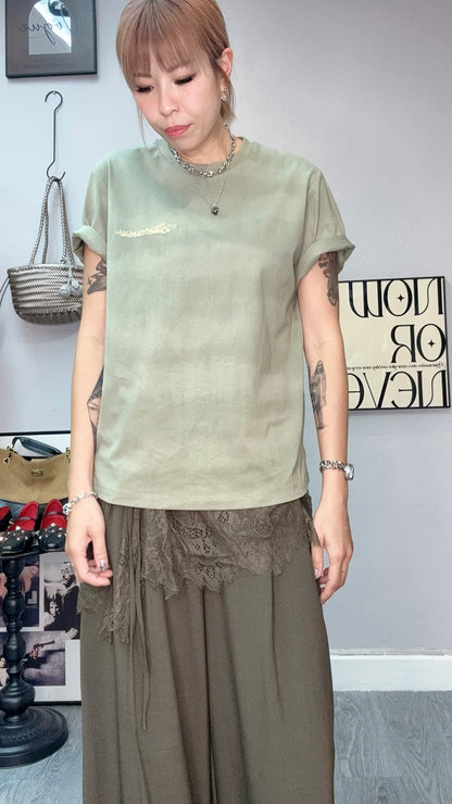 Embroidery with beads tee #00610