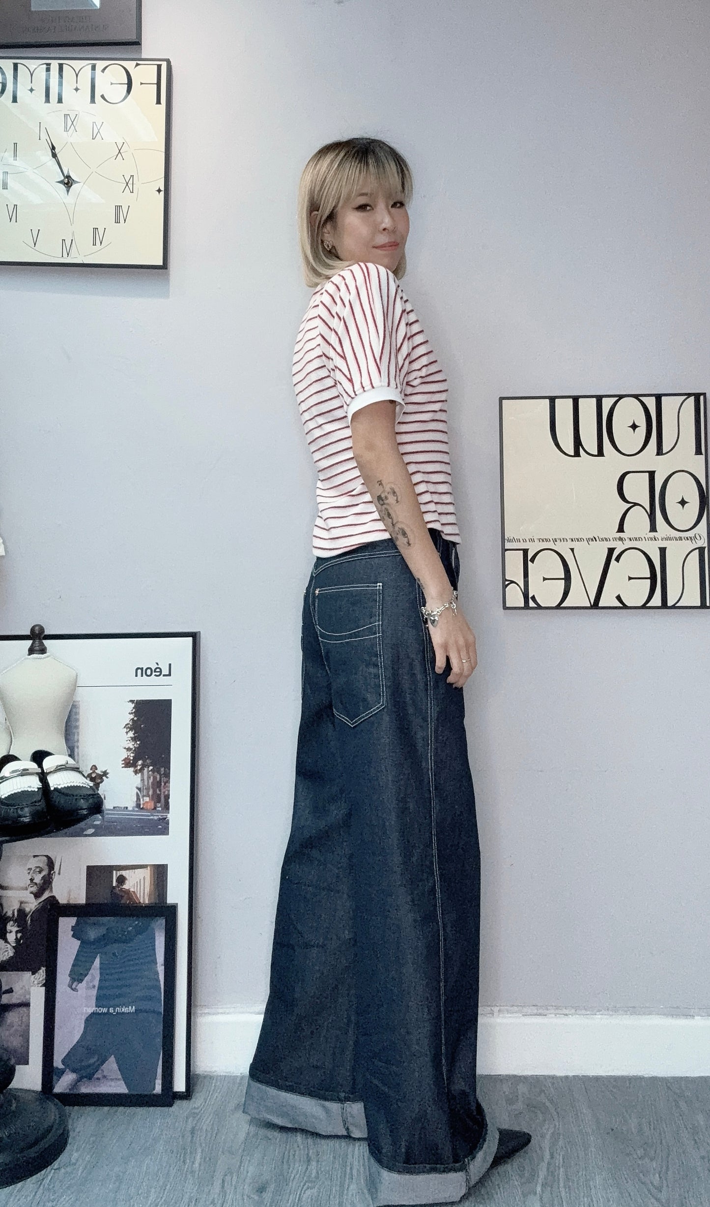 Stripe slim fit polo top #00386