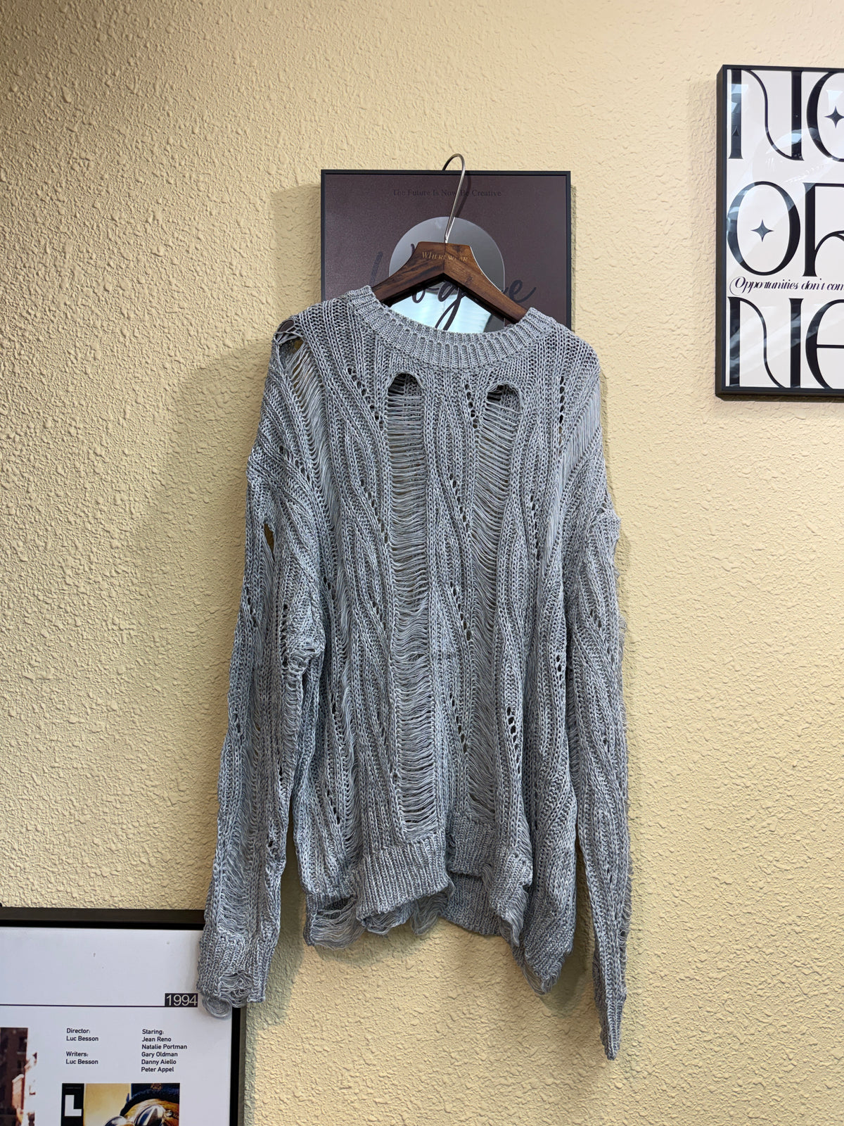 Tattered loose knitted top #01019