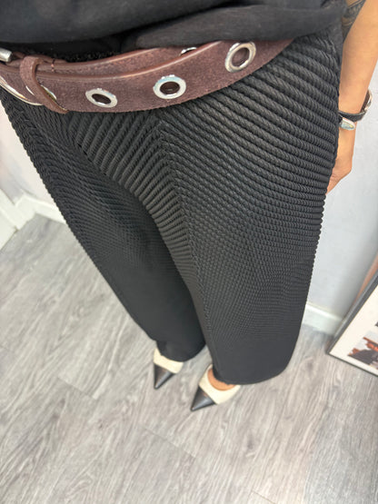 Embossed wide leg pants #00711
