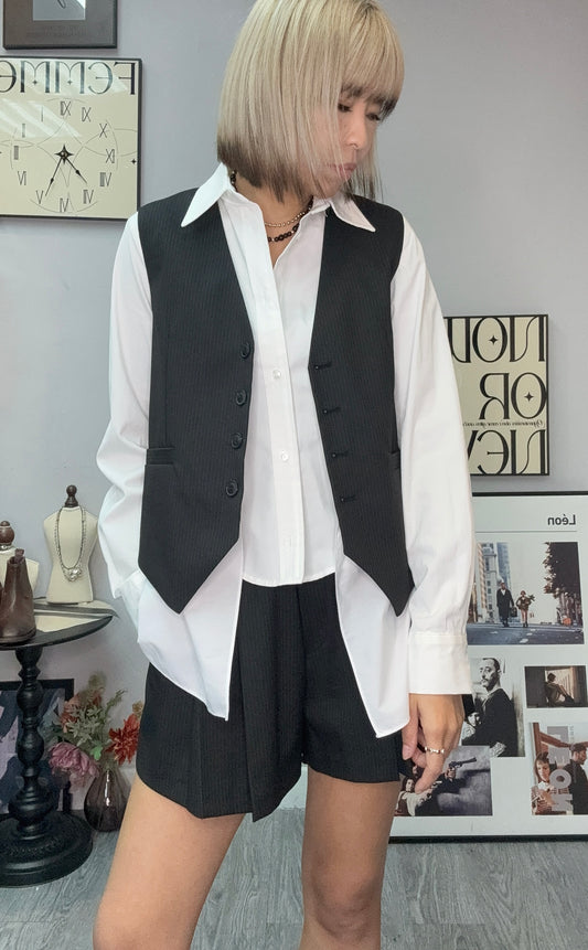 Stripe  X shirt vest blazer