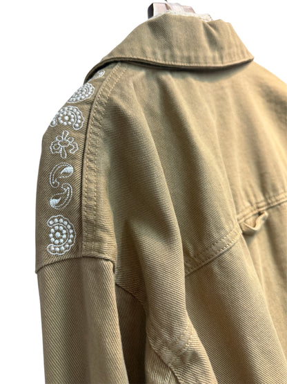 Shirt collar patchwork sleeves jacket #00334