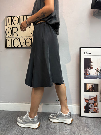 Rope waist washing silk skirt #00614