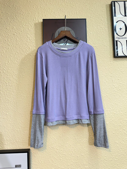 Fake two pieces rib tee #00930