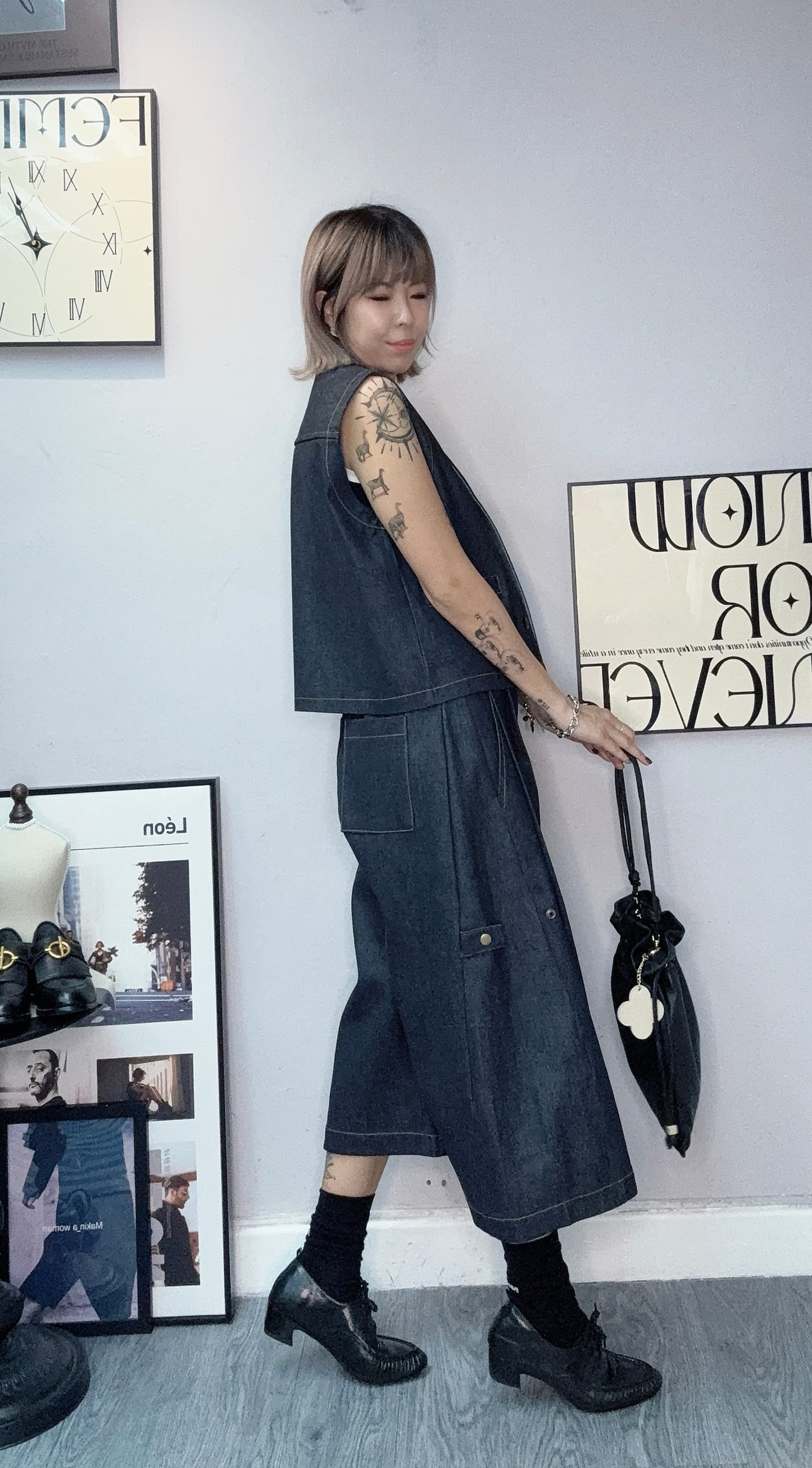 Lambskin drawstring bag