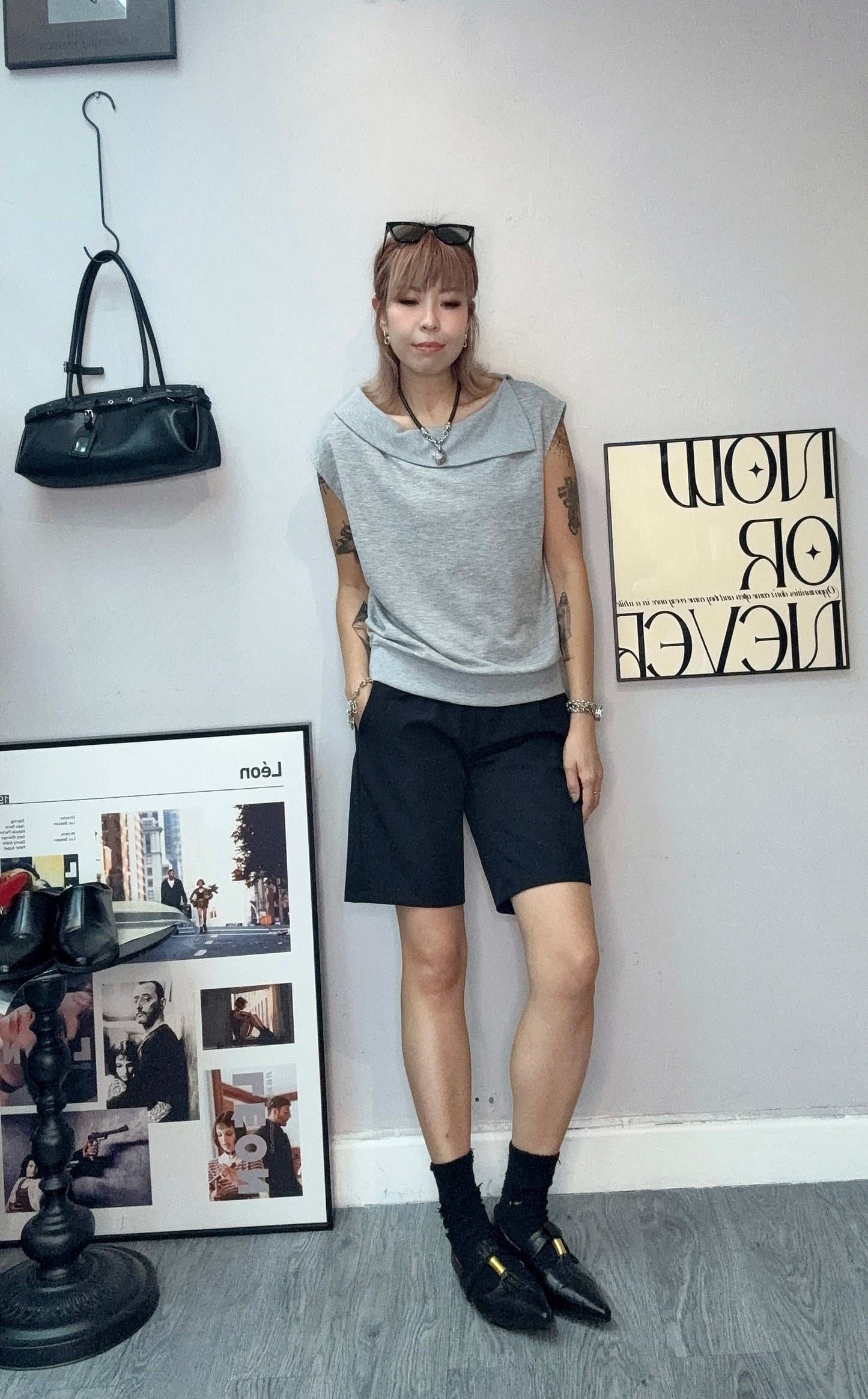 Fold over collar tee #00651