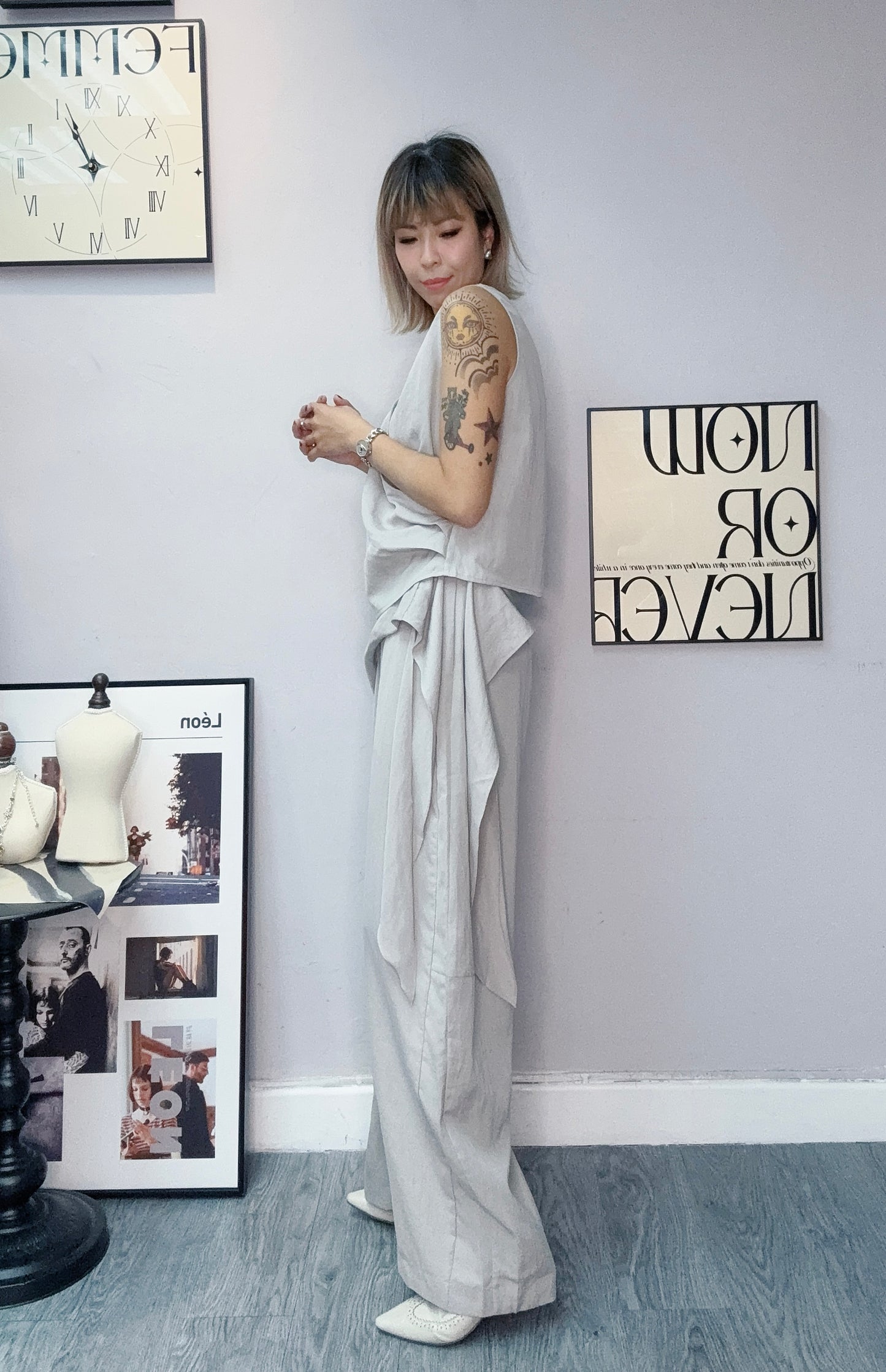 V neck tank top X pants set #00558