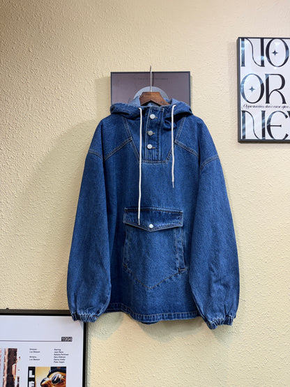 With hat denim hoodie #00998