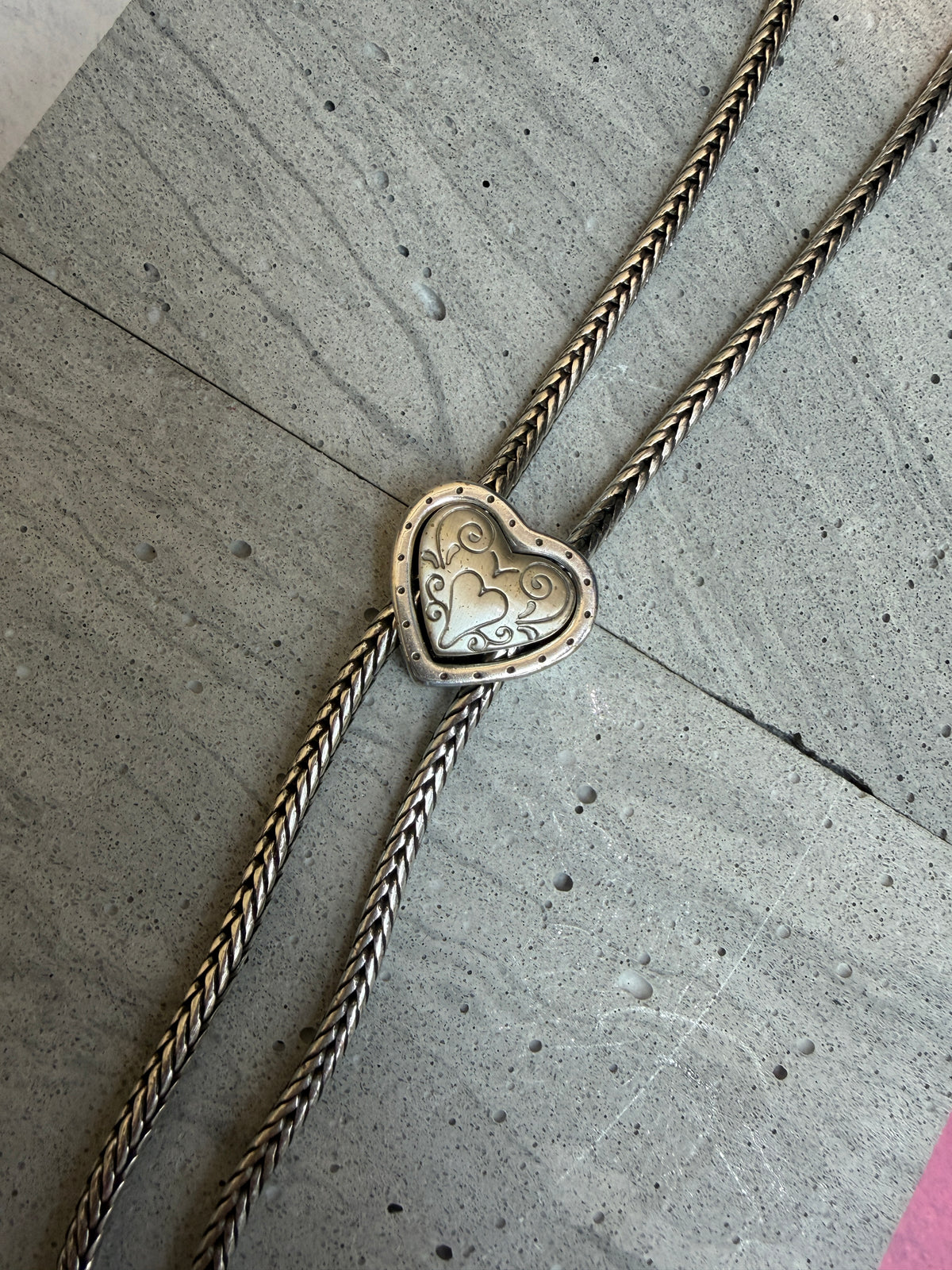 Engraved heart-shaped lariat necklace #ass001