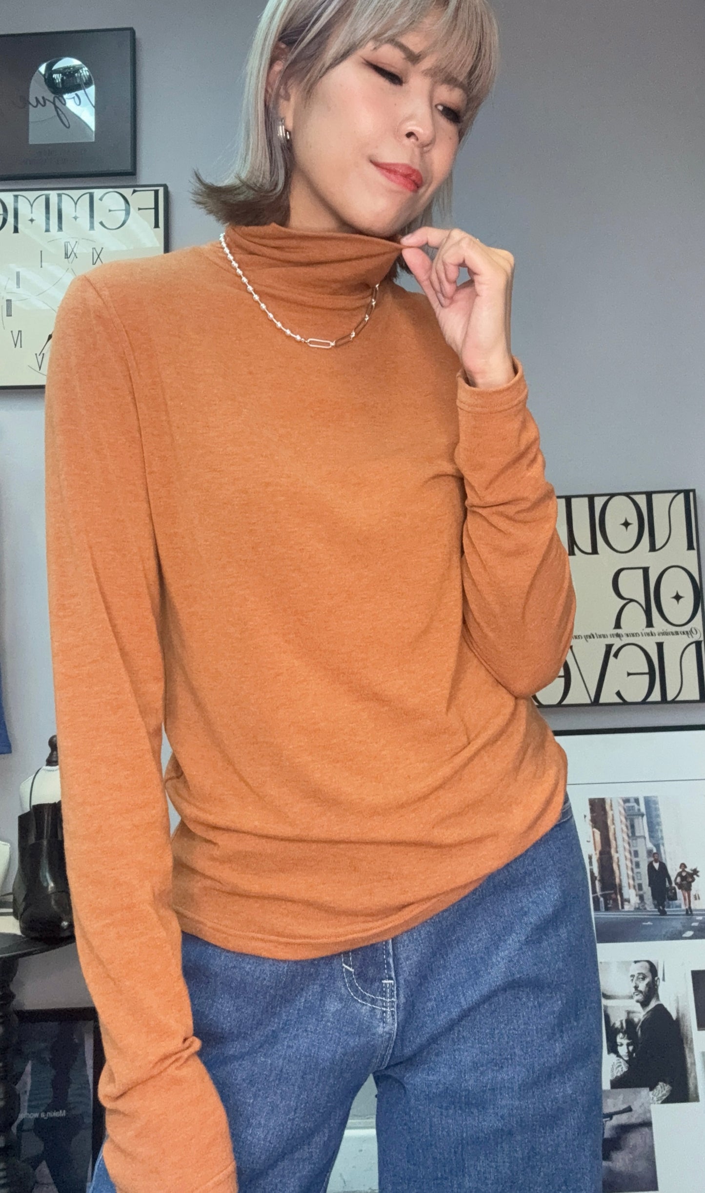 turtleneck plain base tee #00020