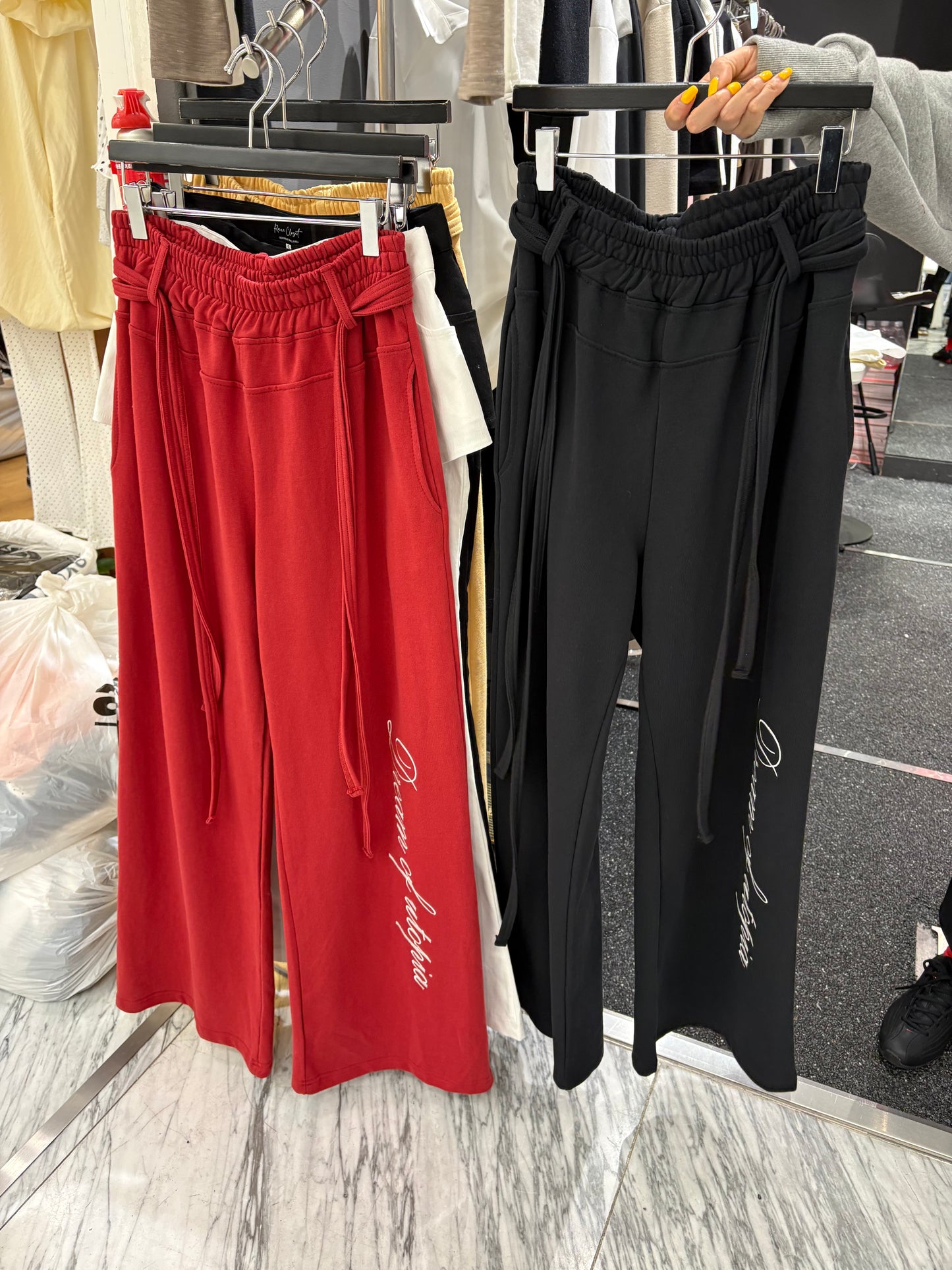 Embroidery words cotton pants