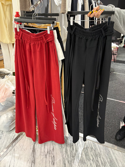 Embroidery words cotton pants