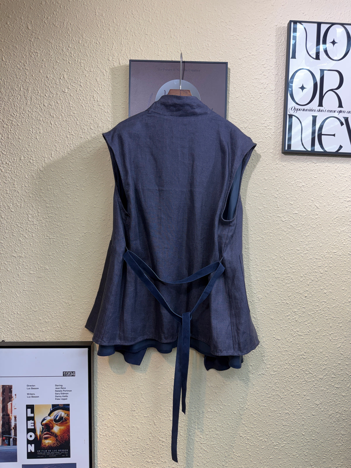 Two-way layered vest leather outer #01043