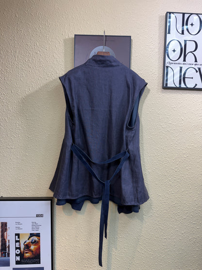 Two-way layered vest leather outer #01043