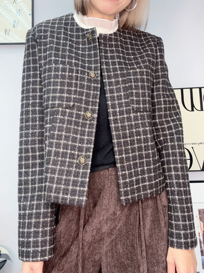 Grid tweed jacket