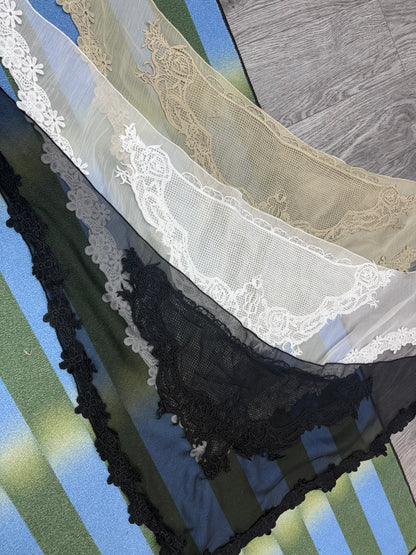 With embroidery see through scarf tee #00612