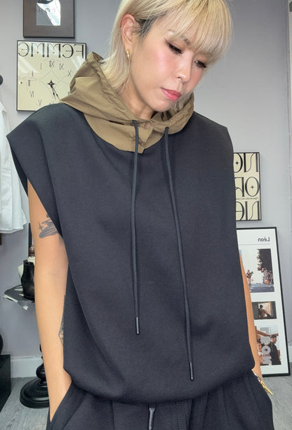 Two tone vest hoodie