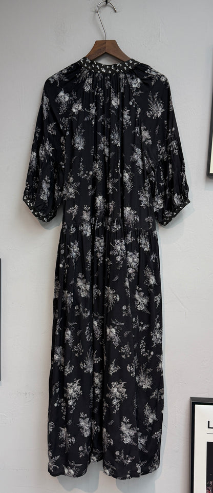 (A/W)White flower pattern chiffon one piece#00839