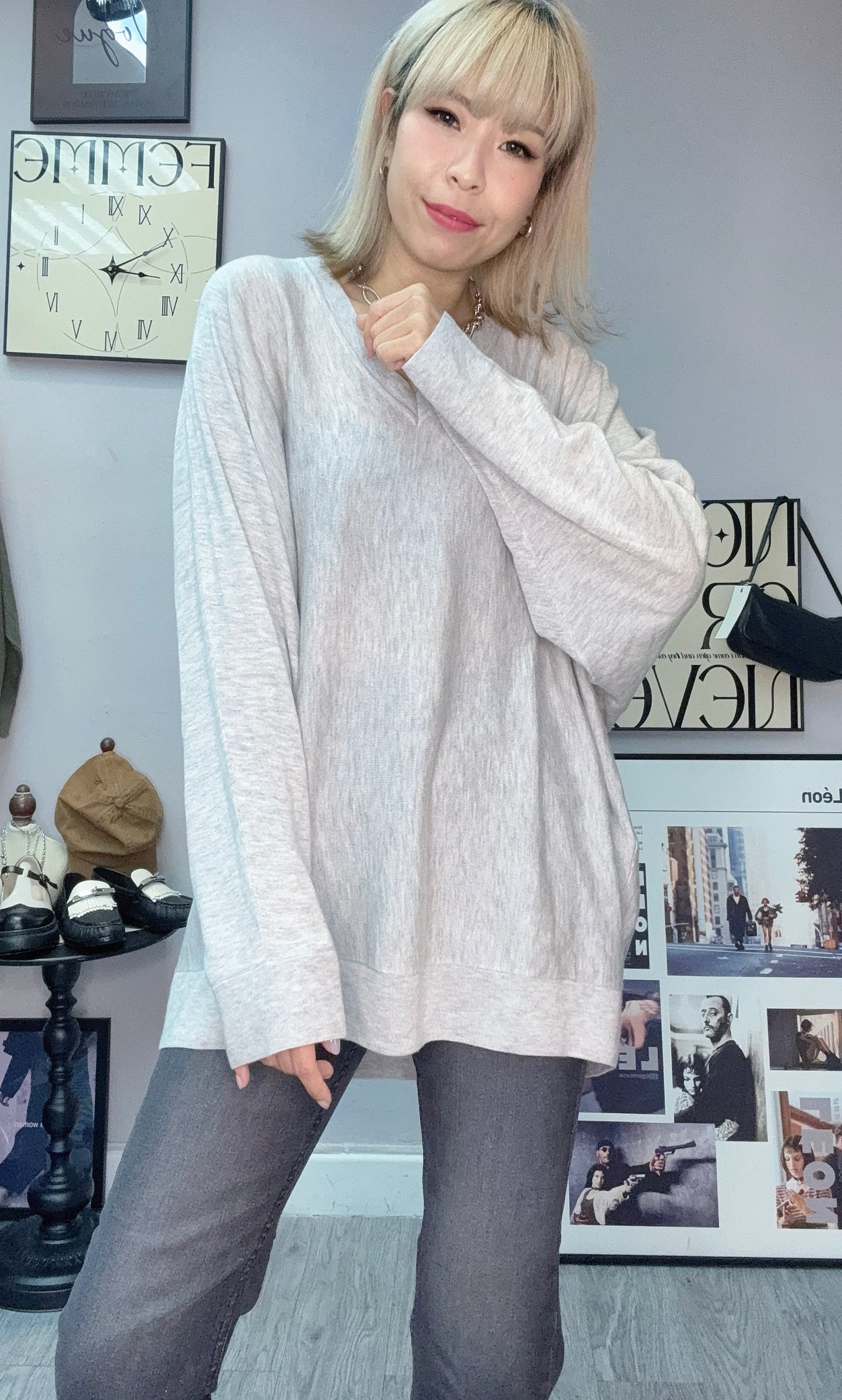 V neck loose knit #00230