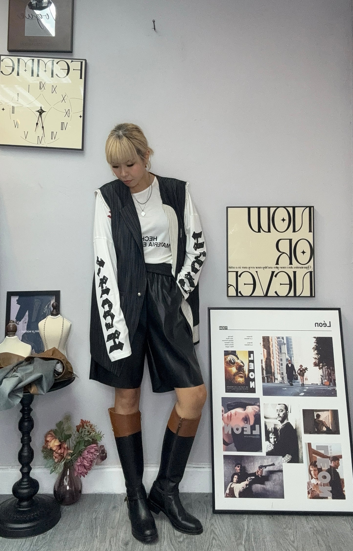 Parallel line vest blazer