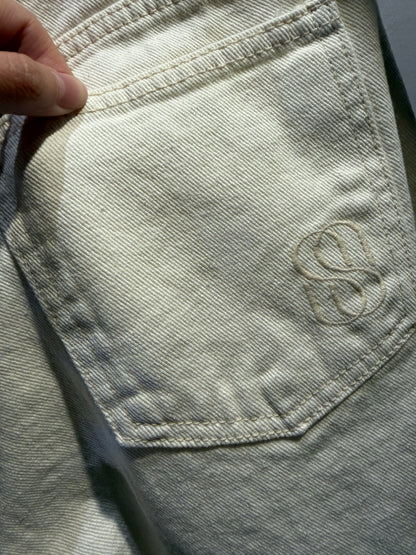 (-50% off)back logo white jeans