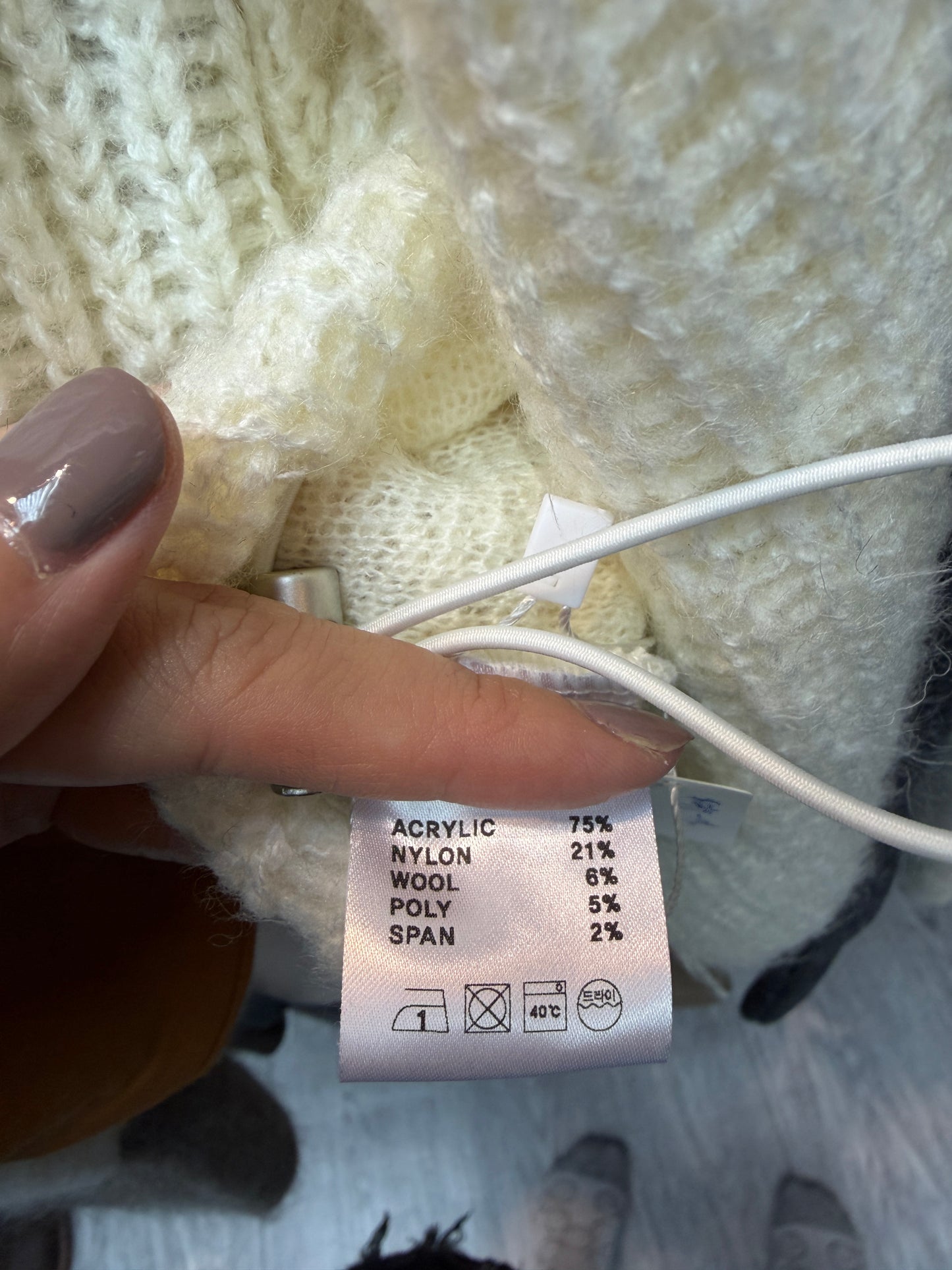 Stand collar printed wool knit top #00024