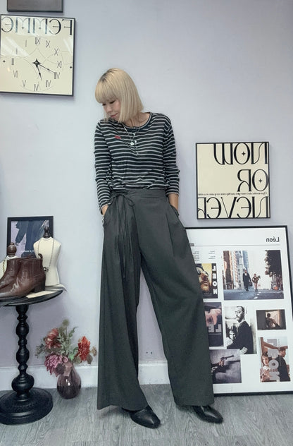 Side Tie striped Trousers