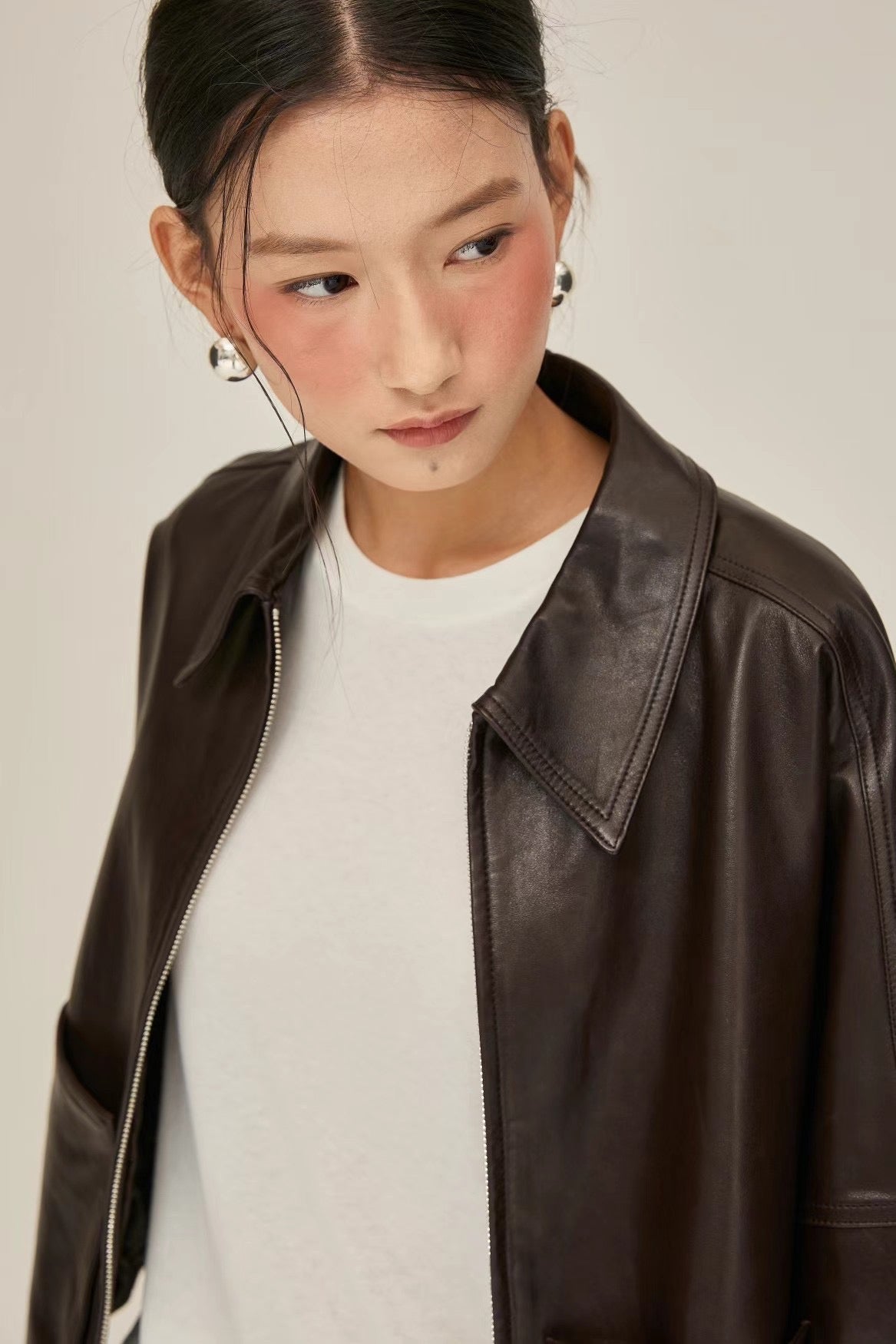 Shiny Lambskin Leather jacket