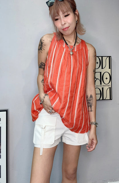 Halterneck stripe top #00637