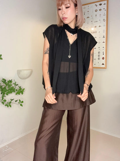 Tie collar chiffon blouse #00704