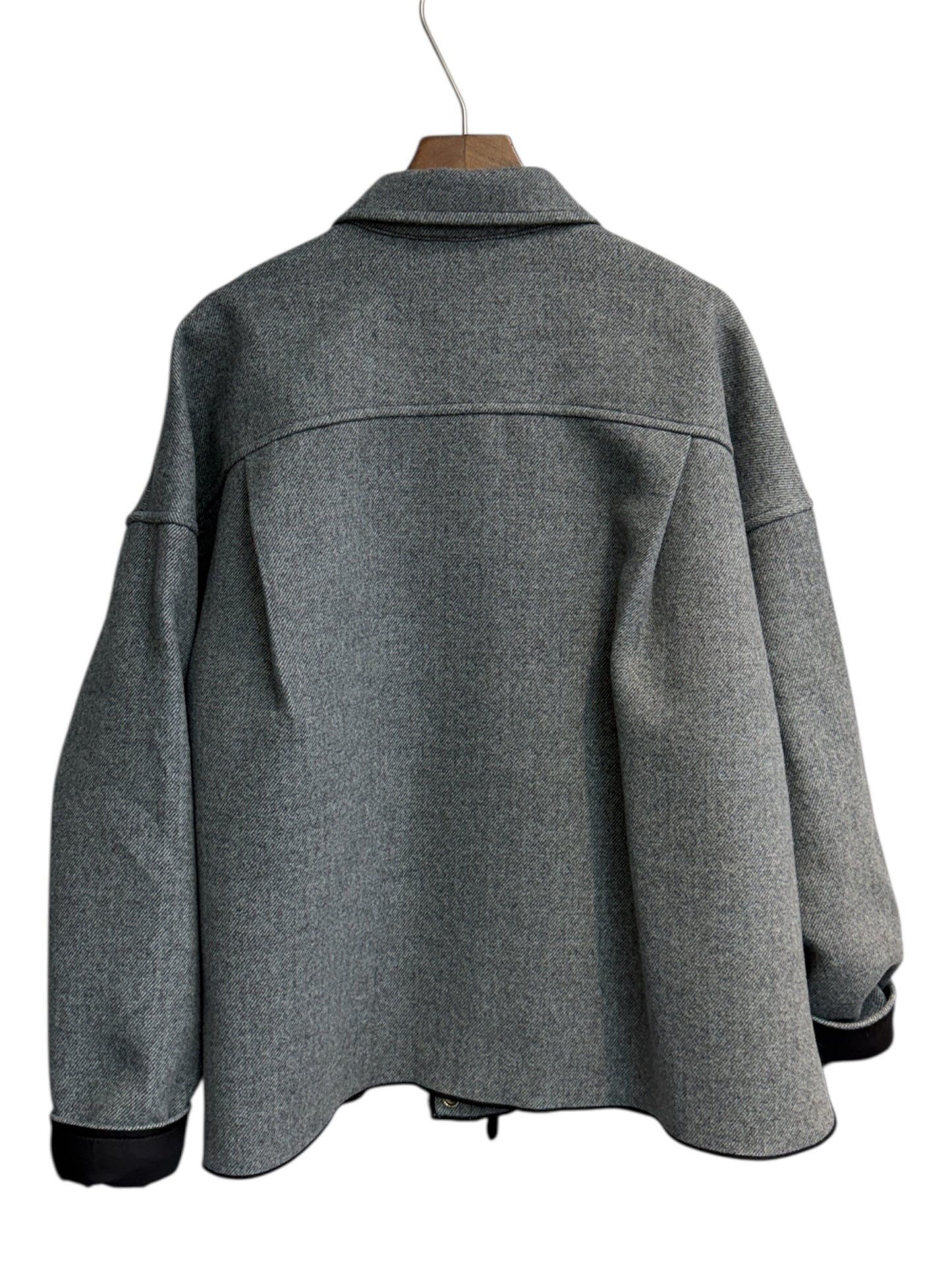 Shirt collar wool zip jacket #00030