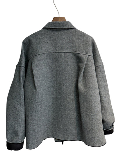 Shirt collar wool zip jacket #00030