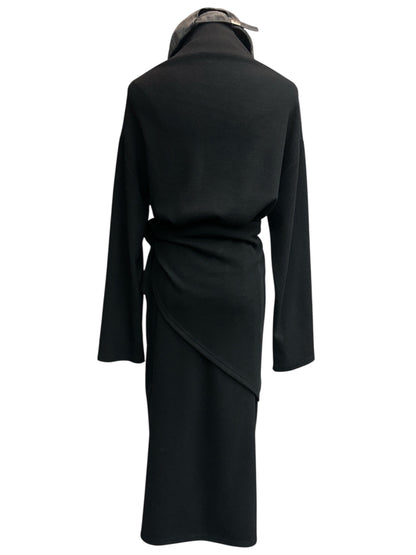 Stand collar plain one piece with scarf