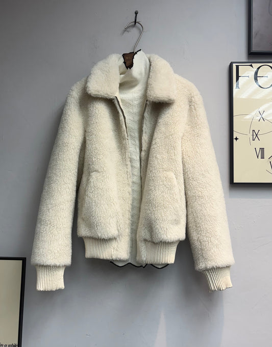 (-30%off)Fit fuzzy zip up jacket