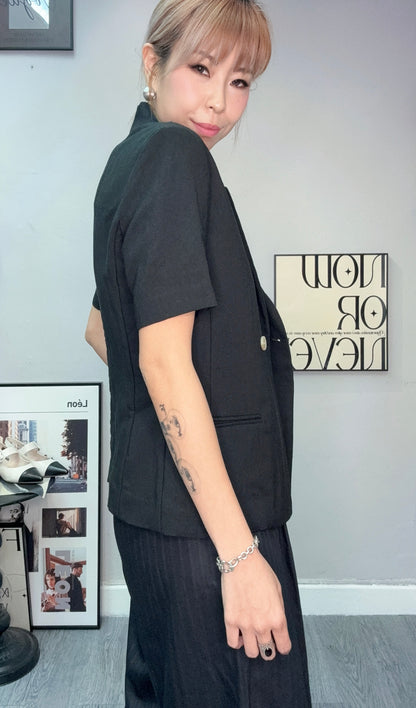 Plain short sleeves slim cut blazer #00611