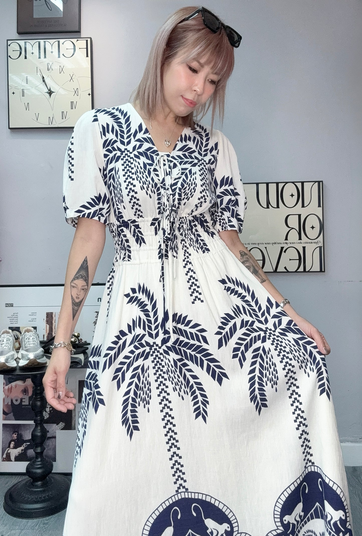 Coconut tree pattern dress #00609