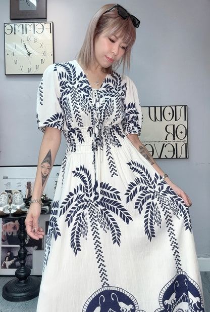Coconut tree pattern dress #00609