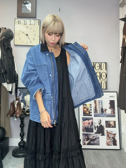 Corduroy collar denim jacket